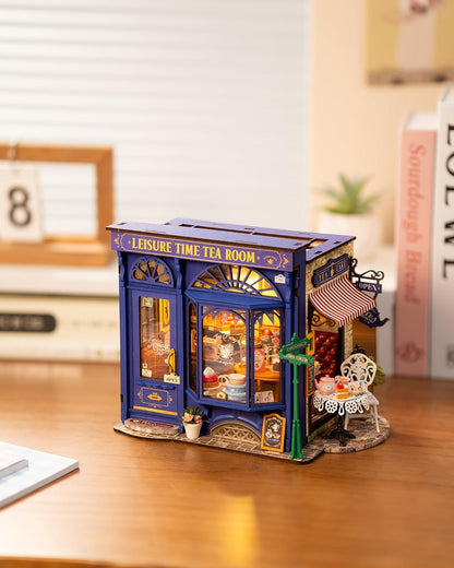 ROBOTIME DG171 DIY Miniature Dollhouse Kit with LED Light – Handmade Mini House Model, Figurines &amp; Accessories for Kids and Adults