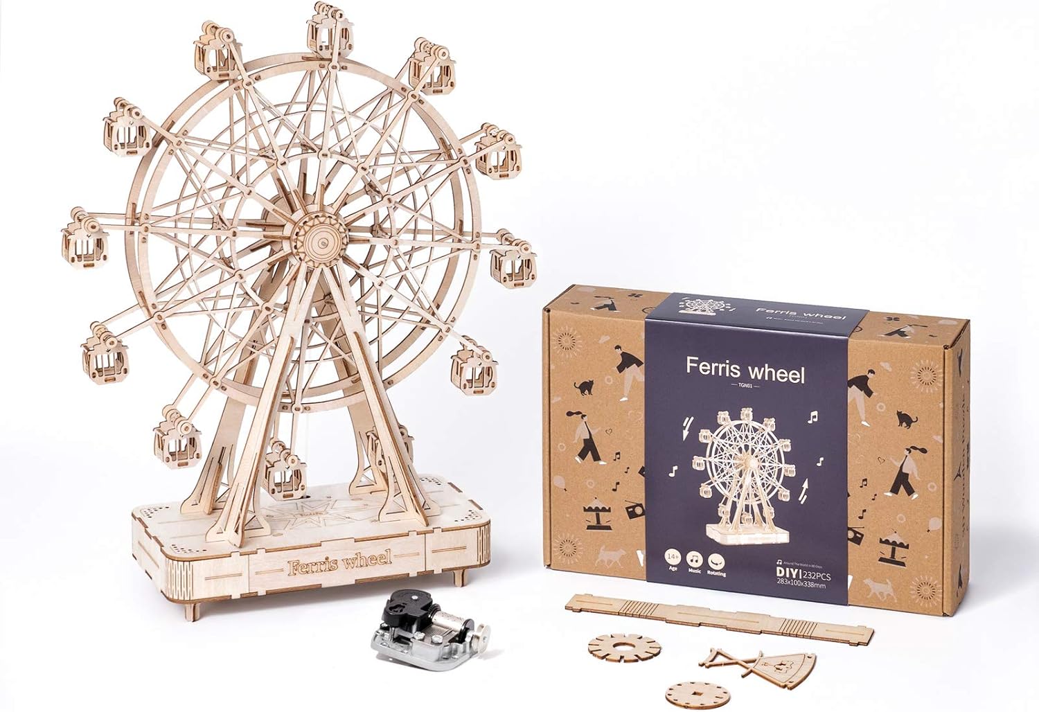 ROBOTIME Musical 3D Wooden Puzzle – DIY Assembly Craft Kit, Educational Toy &amp; Home Décor Gift