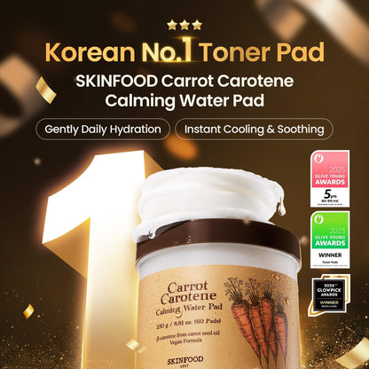 SKINFOOD Carrot Toner Pad – Carrot Carotene Calming Water Pads (60 Sheets, 250g)