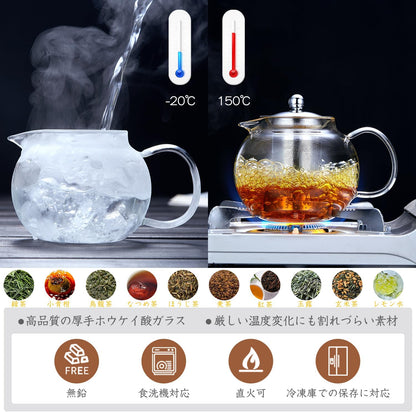 Pokaloti Heat-Resistant Glass Teapot 960ml – Large Capacity Makaru Style Kettle