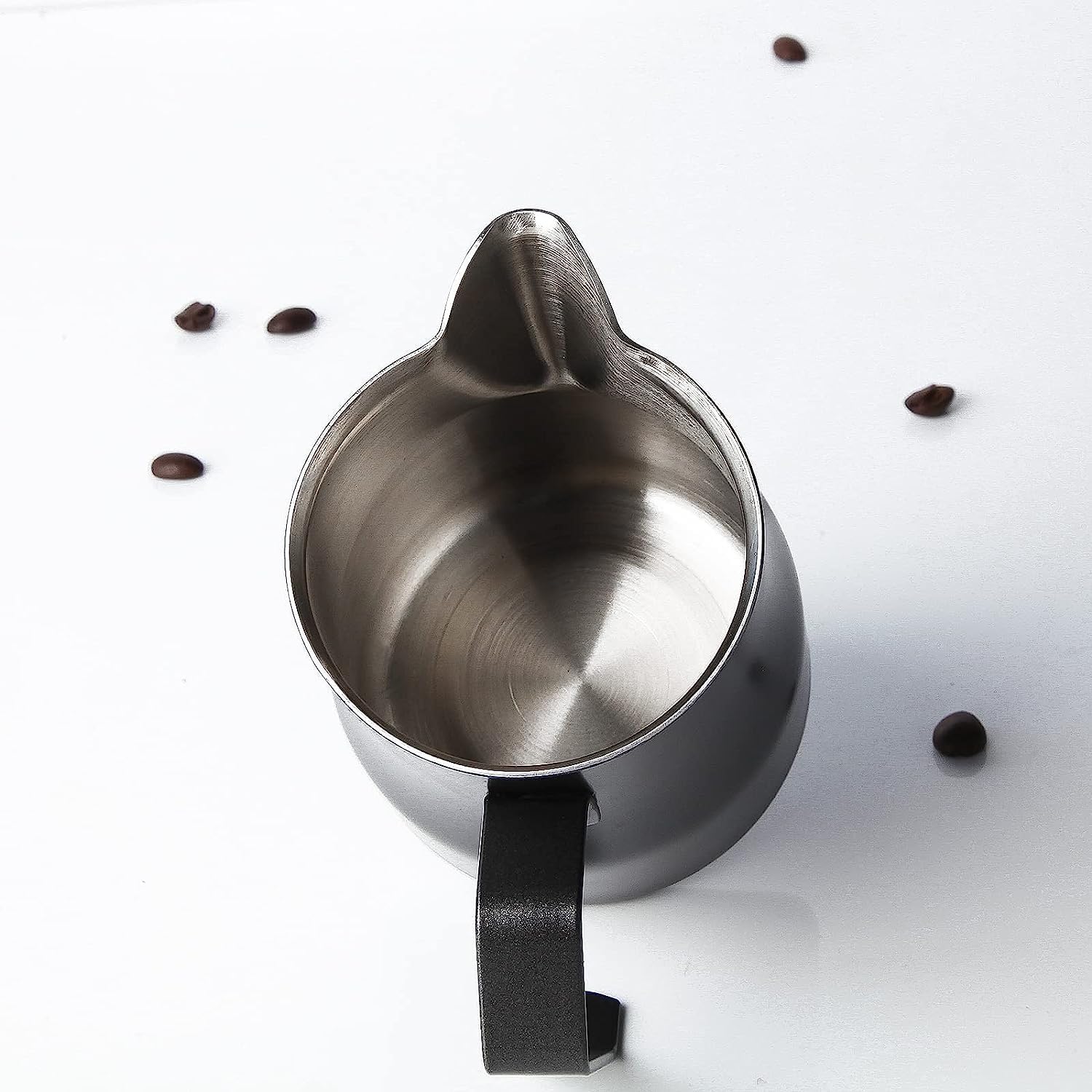 Easyworkz Stainless Steel Milk Pitcher – Latte Art Coffee Frothing Jug, Black, 350ml