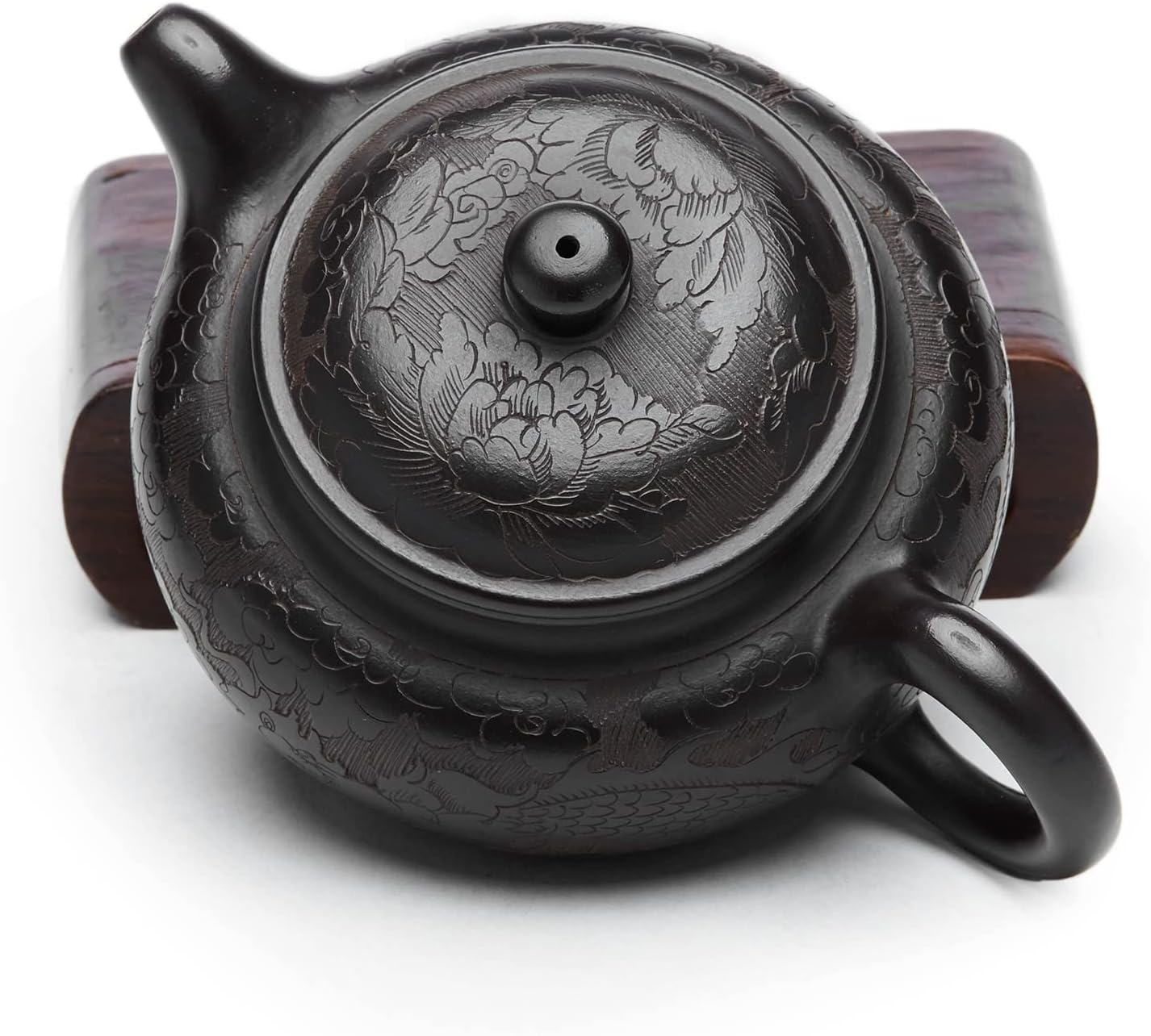 Pokaloti Handmade Purple Clay Teapot Set – Dragon Crest Design with 4 Tea Bowls