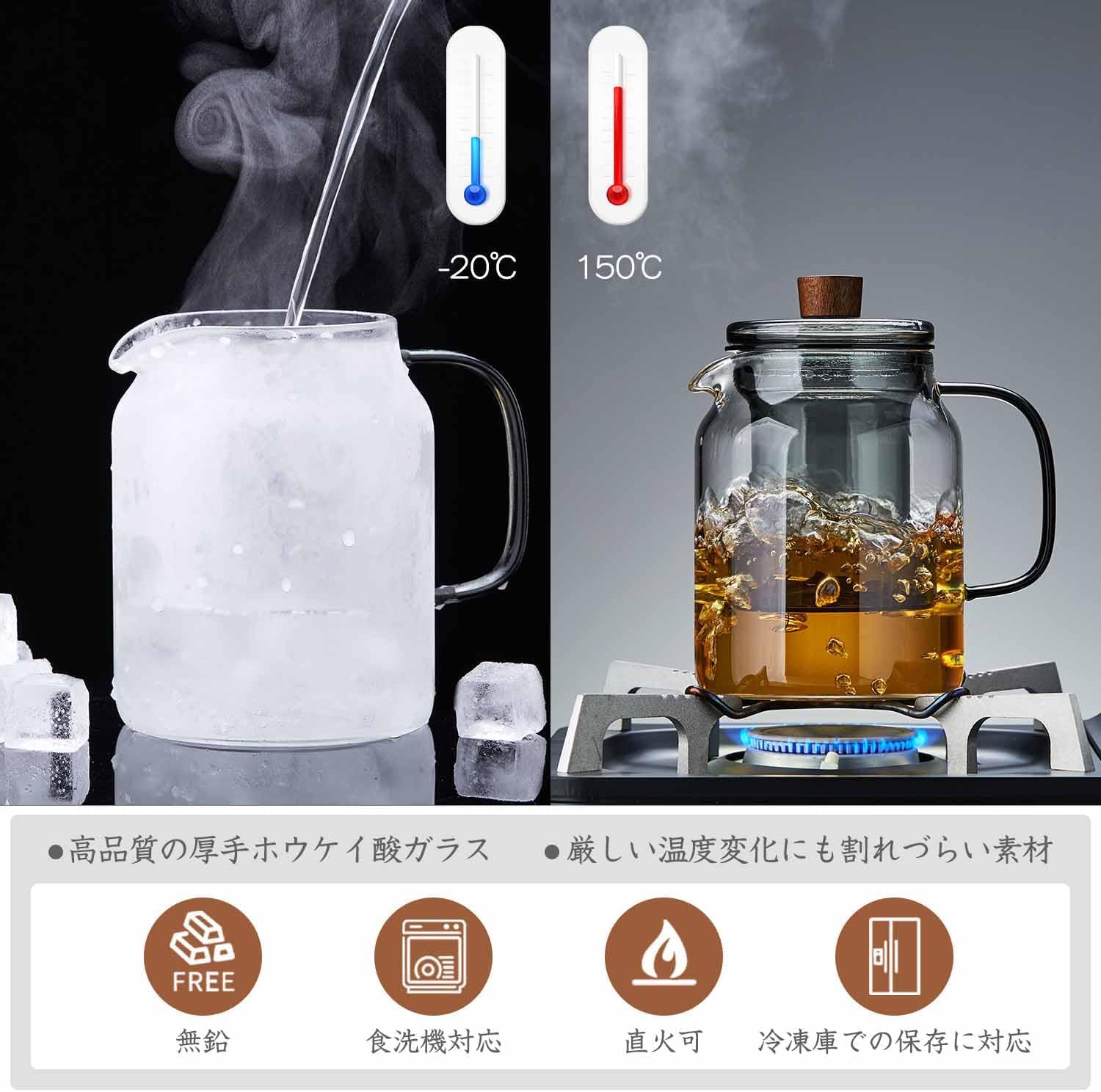 Heat-Resistant Glass Teapot 1000ml – Direct Fire &amp; Microwave Safe Tea Pot