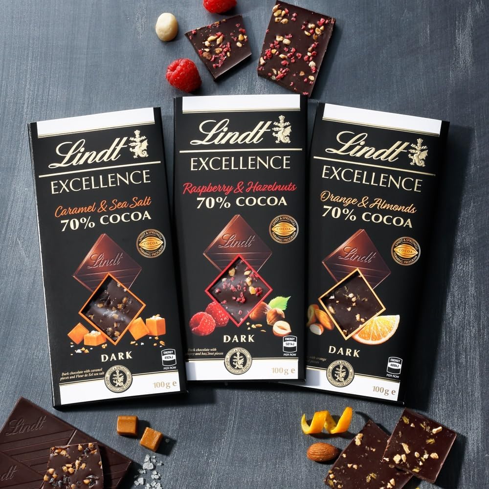 Lindt &amp; Sprüngli Lindt Excellence Caramel &amp; Sea Salt 70% Cacao Dark Chocolate Bar