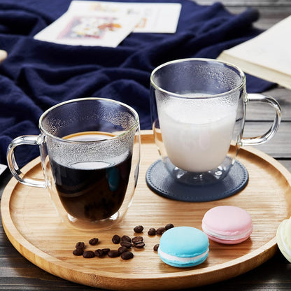 Double-Wall Glass Coffee Cups – 400ml Set of 2 Heat-Resistant Borosilicate Mugs