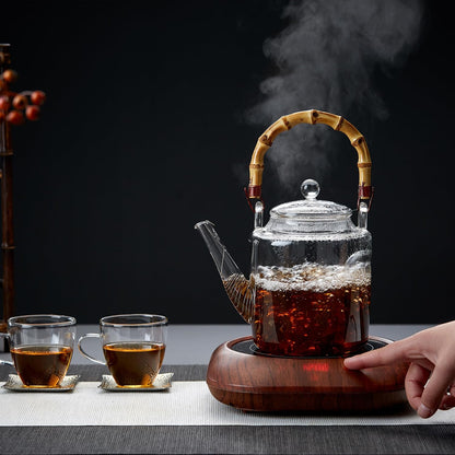 Pocarati Wild Glass Teapot 1350ml – Heat-Resistant, Direct Flame Safe with Gold Strainer