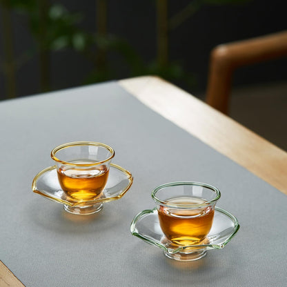 Heat-Resistant Glass Cup &amp; Saucer Set – 50ml Mini Tea &amp; Espresso Cup