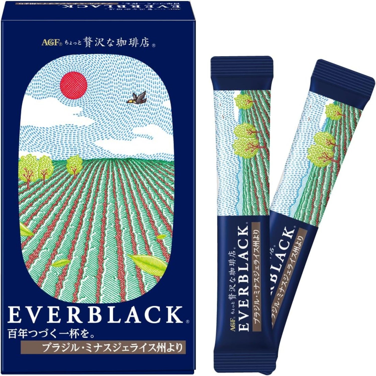 AGF A Slightly Luxurious Coffee Shop EVERBLACK Stick Black 9 Sticks from Minas Gerais, Brazil [Stick coffee] [Instant coffee] | Made in Japan