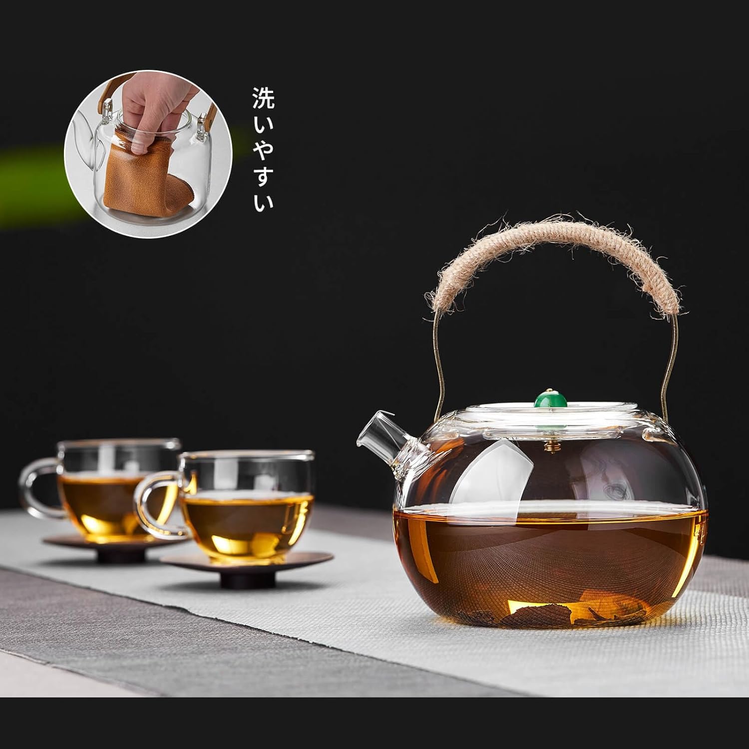Pocarati Heat-Resistant Glass Teapot 1000ml – Japanese-Style Direct Flame Safe Tea Pot