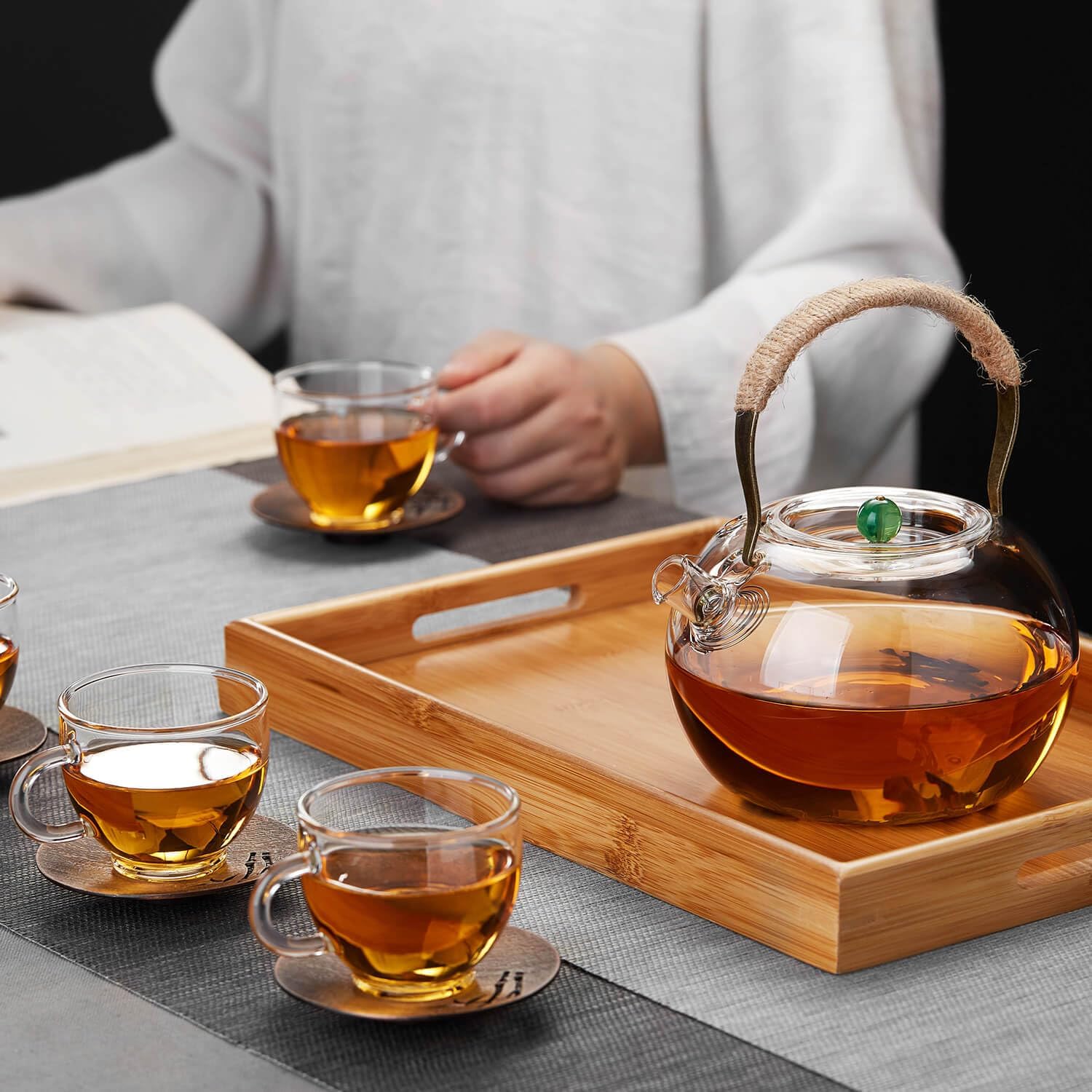 Pocarati Heat-Resistant Glass Teapot 1000ml – Japanese-Style Direct Flame Safe Tea Pot