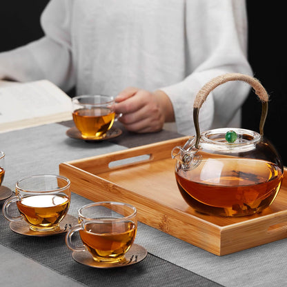 Pocarati Heat-Resistant Glass Teapot 1000ml – Japanese-Style Direct Flame Safe Tea Pot
