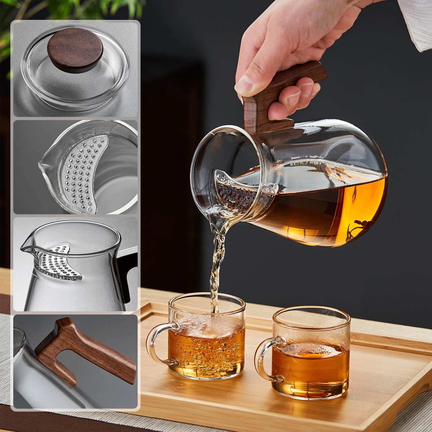 Pocaroty Heat-Resistant Glass Teapot 780ml – Clear Pitcher for Hot &amp; Cold Brew, Direct Flame Safe