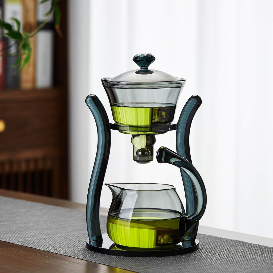 Pocarati Semi-Automatic Tea Dripper – Heat-Resistant Glass Tea Maker with Magnetic Filter