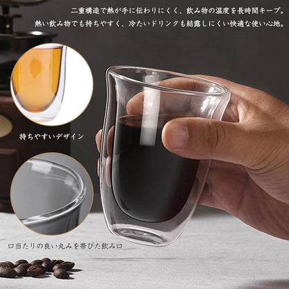 Pokaloti Double Wall Glass Cups – 330ml Set of 2 Heat-Resistant Insulated Tumblers