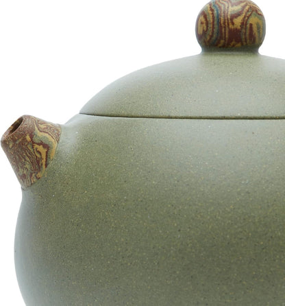 Handmade Yixing Purple Clay Teapot Set – Bean Green Sand Teapot with 4 Tea Cups