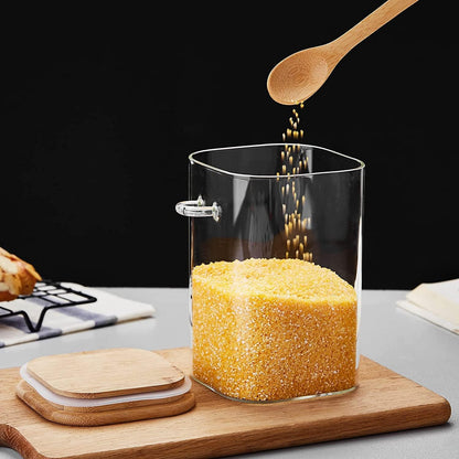 Glass Storage Canisters – 1150ml Set of 2 with Airtight Bamboo Lids &amp; Spoons