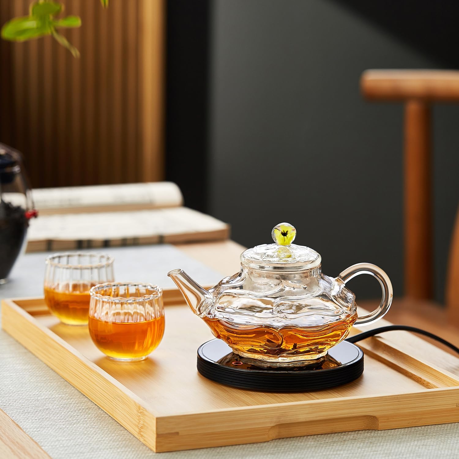 Mini Muscle Heat-Resistant Glass Teapot – 340ml Gourd Design
