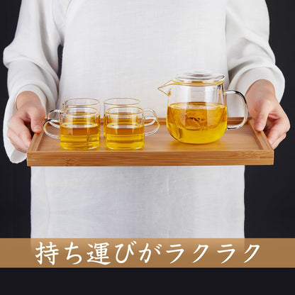 Bamboo Serving Tray – Rectangular Non-Slip Tea &amp; Food Tray, 36cm x 23cm