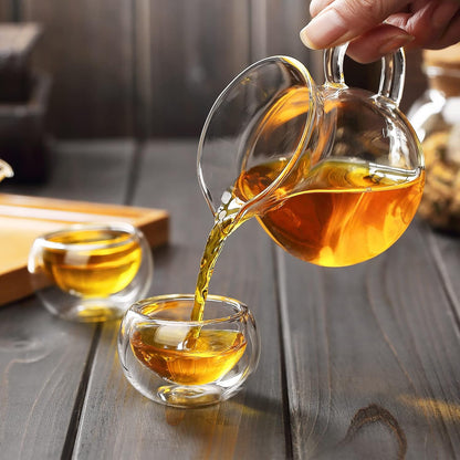 Pokaroty Heat-Resistant Glass Pitcher Cup – Borosilicate Katakuchi Tea Server