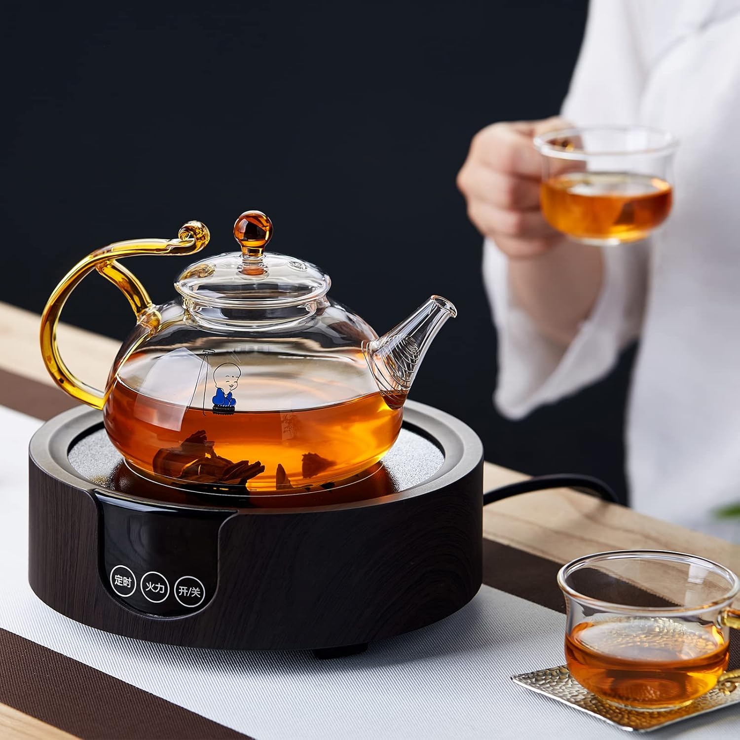 Pocarati Heat-Resistant Glass Teapot 720ml – Direct Flame Safe with Built-In Strainer for Loose Leaf Tea