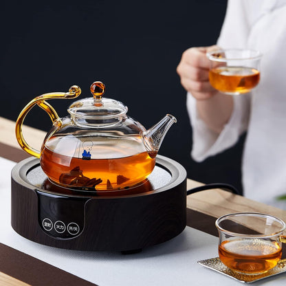 Pocarati Heat-Resistant Glass Teapot 720ml – Direct Flame Safe with Built-In Strainer for Loose Leaf Tea