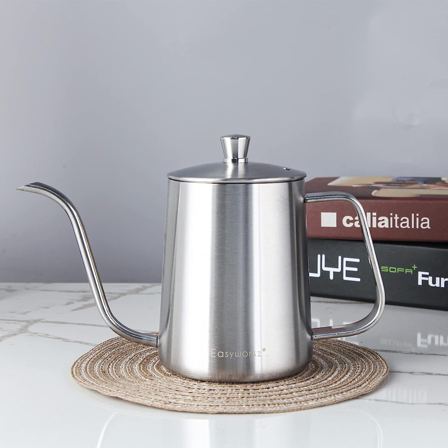 Easyworkz Gooseneck Kettle – Stainless Steel Hand Drip Coffee &amp; Tea Pot, Silver, 350ml