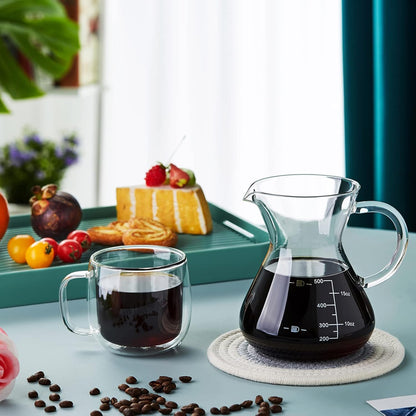 Pokarotee Drip Coffee Server – 500ml Glass Carafe with Reusable Stainless Steel Filter