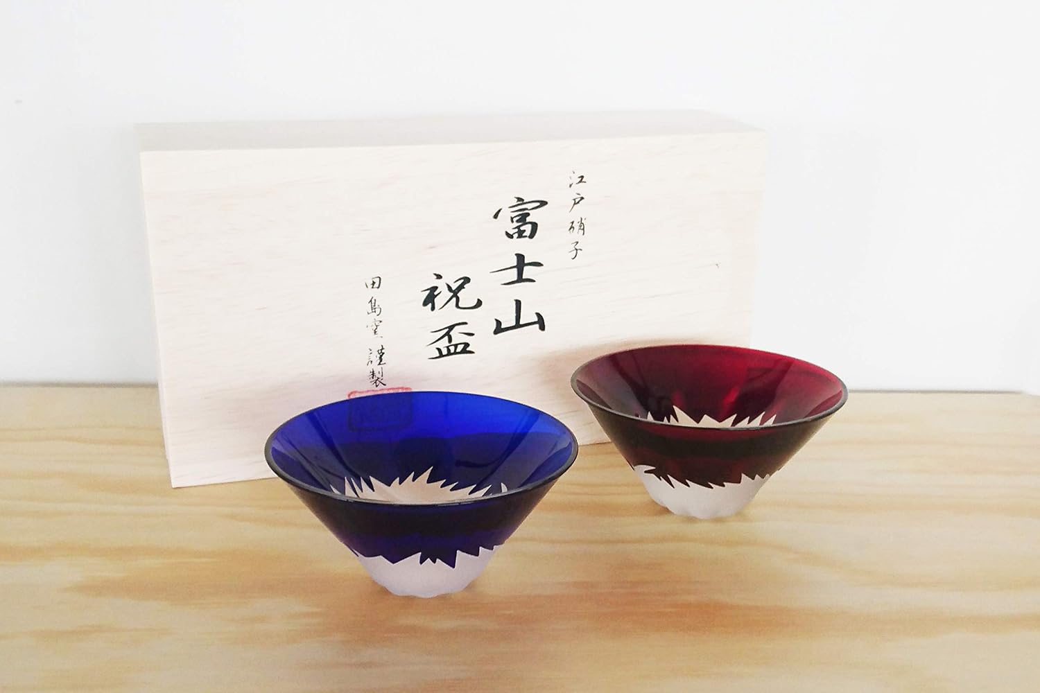 Tajima Glass Cups Blue and Red Pair 55ml [Japan&