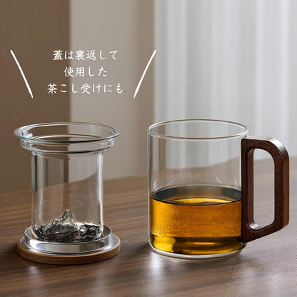 Pocarati Large Heat-Resistant Glass Tea Cup – 950ml with Strainer &amp; Handle