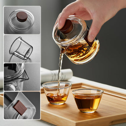 Mini Heat-Resistant Glass Teapot with Lid – 200ml Single Serve