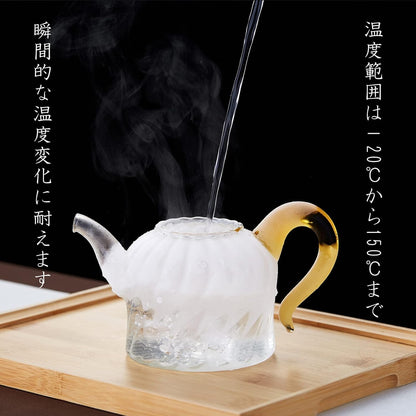 Heat-Resistant Glass Teapot 470ml – Cute Round Direct Fire Safe Tea Pot with Strainer