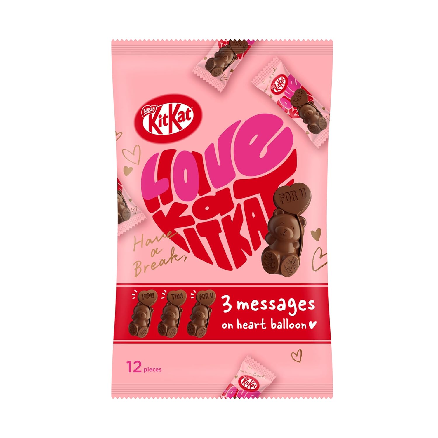 Nestle Japan KitKat Heartful Bear Share Bag 12 Special Kitkat Pieces Inside | Made in Japan | Valentine&