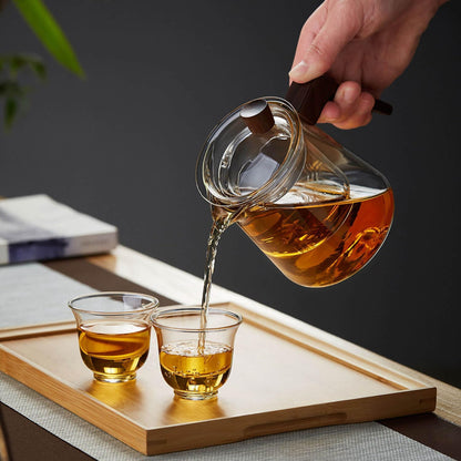 Pocaro Clear Glass Tea Pot Set 550ml – Teapot with 4 Cups, Portable Hospitality Teaware