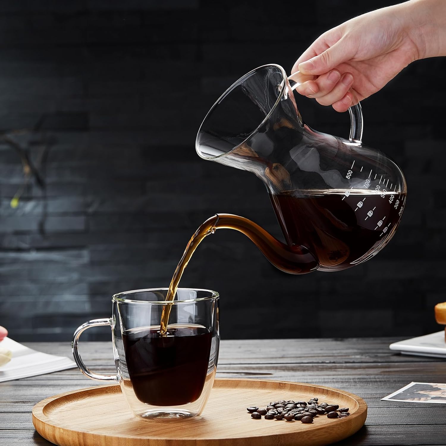 Pokaloti Coffee Server – 1000ml Heat-Resistant Glass Drip Coffee Maker with Stainless Steel Filter