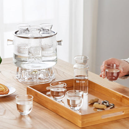 Heat-Resistant Glass Sake Set – Tokkuri Sake Carafe with Measuring Marks