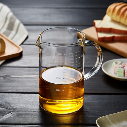 Pocaroty Heat-Resistant Glass Measuring Cup – 1000ml Multi-Purpose Kitchen Jug with Scale