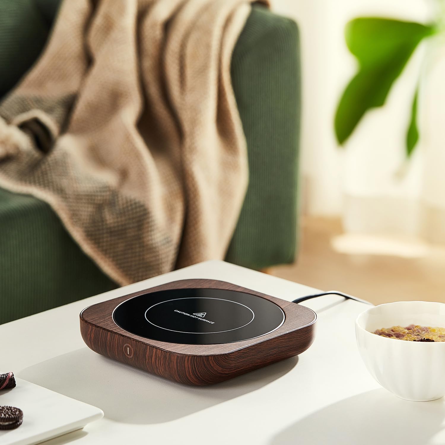 Wood Grain Cup Warmer – 3-Level Temperature Control Mug Warmer