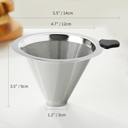 Pocarati Double Mesh Coffee Dripper – Reusable Stainless Steel Paperless Filter