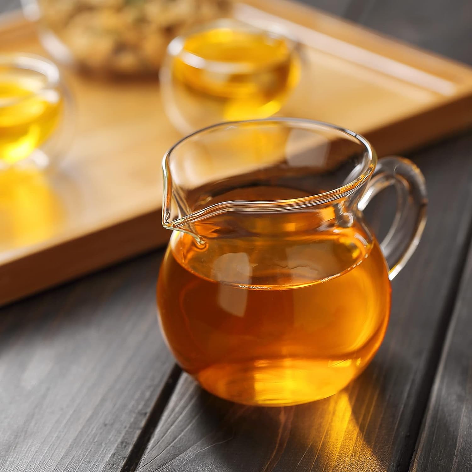 Pokaroty Heat-Resistant Glass Pitcher Cup – Borosilicate Katakuchi Tea Server