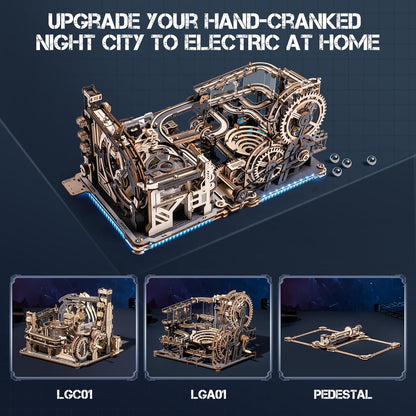 ROKR Electric Marble Run 3D Wooden Puzzle Set | DIY Mechanical Model Kit with Connectors