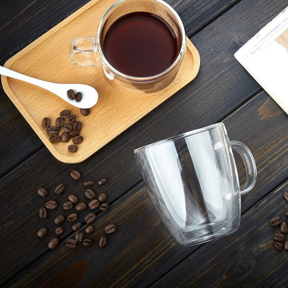 Double-Wall Glass Coffee Cups – 400ml Set of 2 Heat-Resistant Borosilicate Mugs