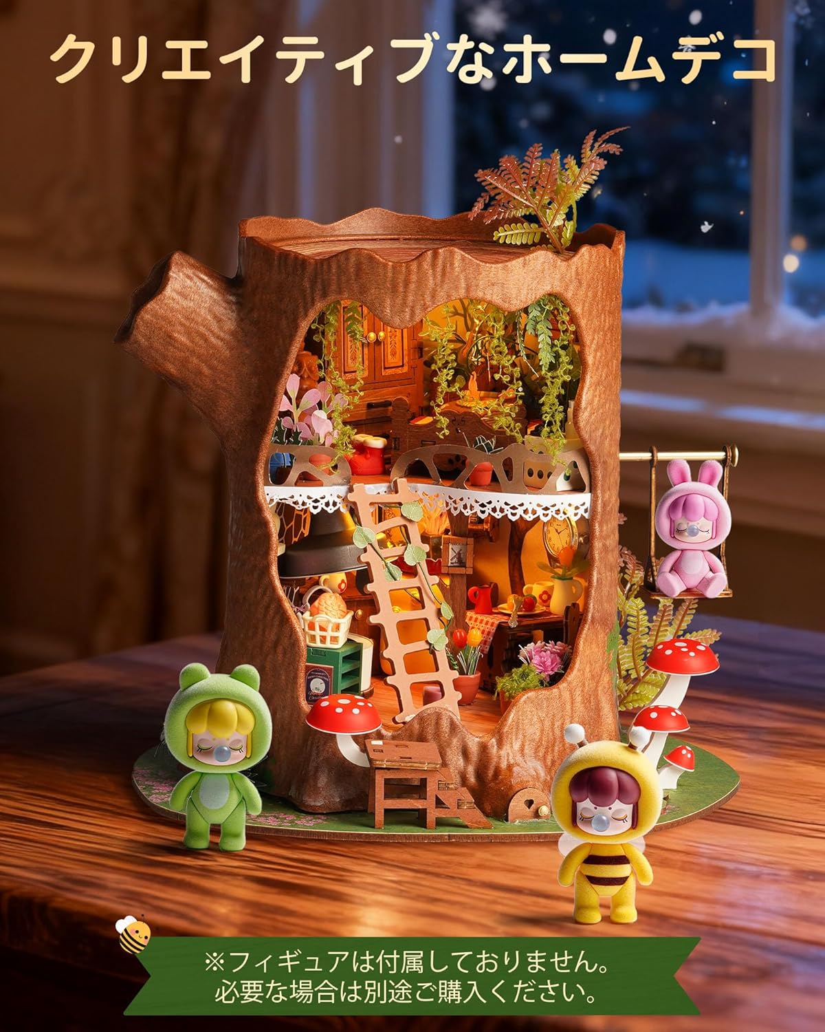 ROBOTIME DG179 Tree House DIY Miniature Dollhouse Kit – Handmade Mini Model with Figurines &amp; Accessories for Kids and Adults