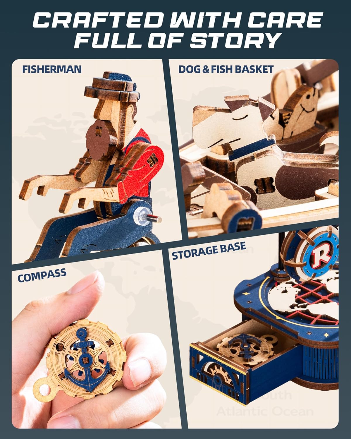 ROBOTIME Marine Gravity Swing Aircraft 3D Wooden Puzzle – DIY Model Building Kit for Adults &amp; Teens Ages 14+