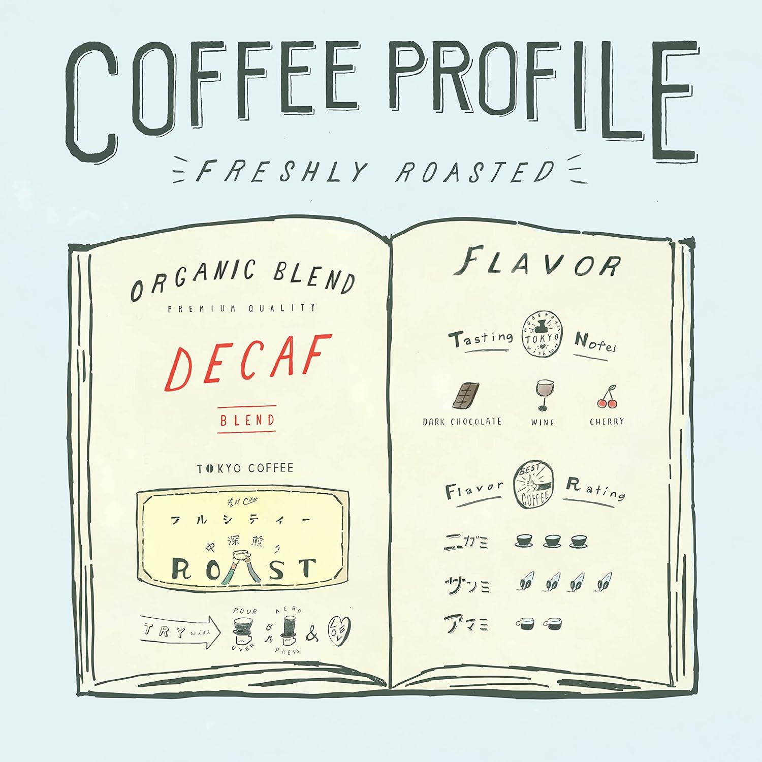 Tokyo Coffee Decaf Ethiopian Mocha Blend – Same-Day Roasted Organic Coffee Beans (200g)