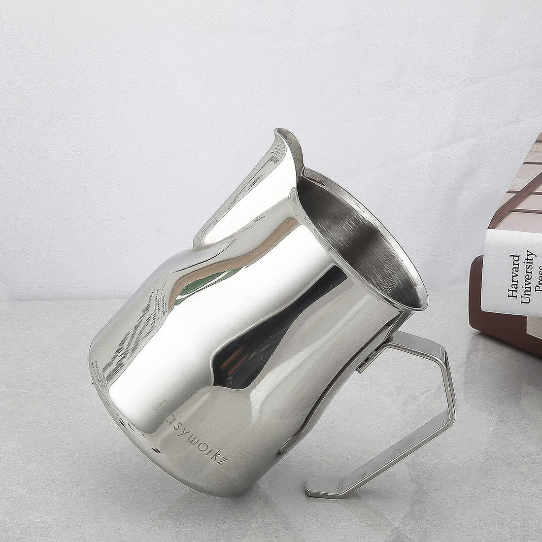 Easyworkz Stainless Steel Milk Pitcher – Latte Art Coffee Frothing Jug, Silver, 350ml