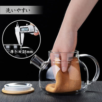Heat Resistant Glass Teapot 1000ml – Transparent Direct Fire Compatible Tea Kettle for Black, Green, Fruit &amp; Flowering Tea