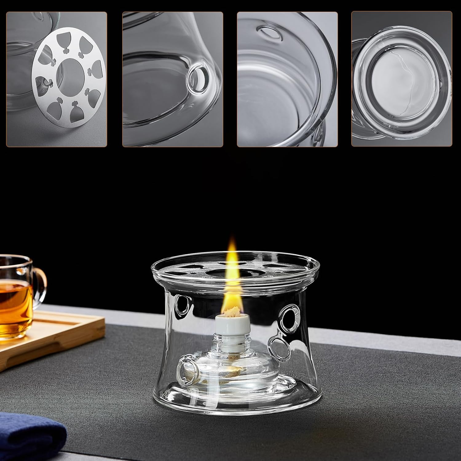 Pocarati Teapot Warmer with Alcohol Lamp – Heat-Resistant Glass Beverage Warmer