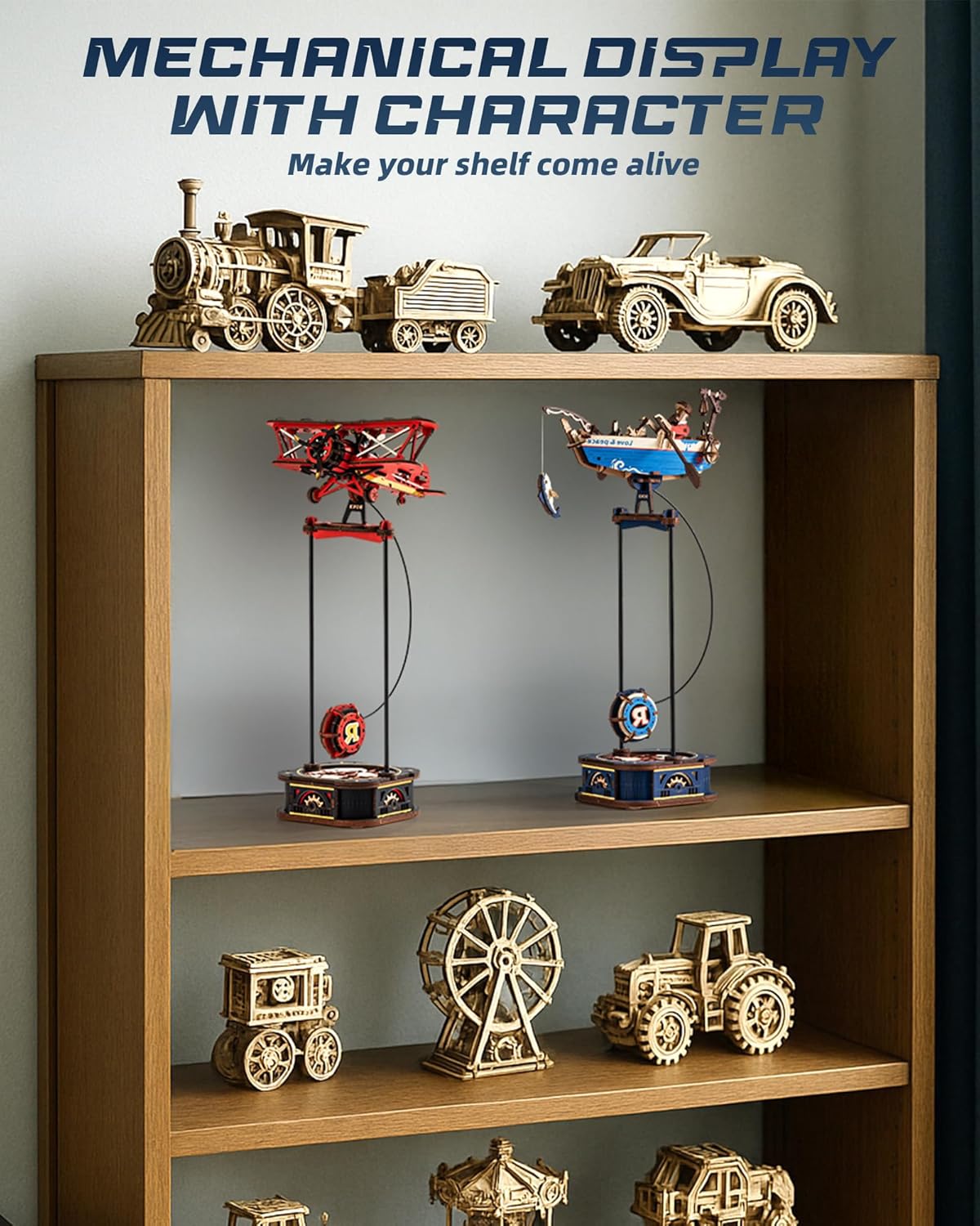 ROBOTIME Marine Gravity Swing Aircraft 3D Wooden Puzzle – DIY Model Building Kit for Adults &amp; Teens Ages 14+