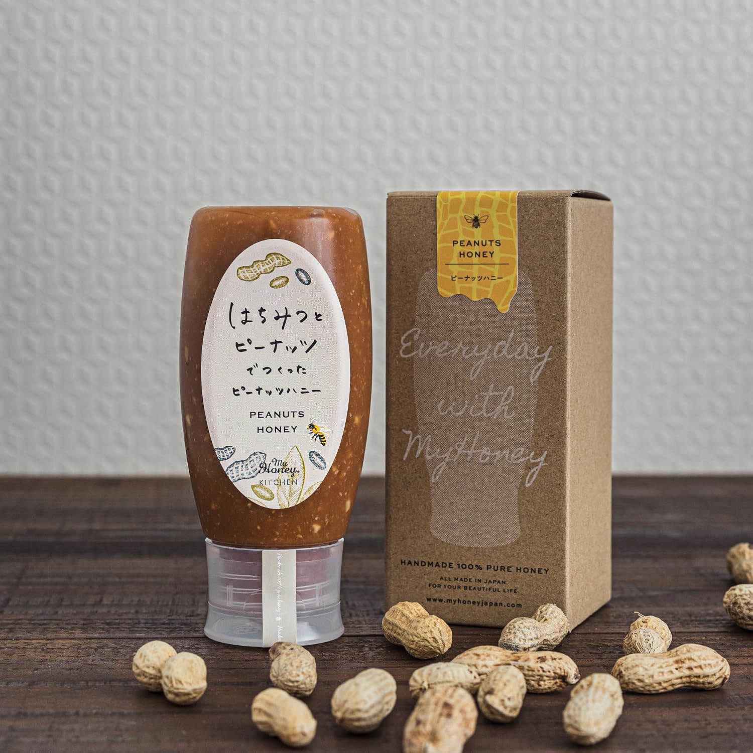MYHONEY Peanut Honey Spread | 420g Tube Bottle | 100% Hungarian Acacia Honey | Creamy Peanut Honey | Gift Box Included