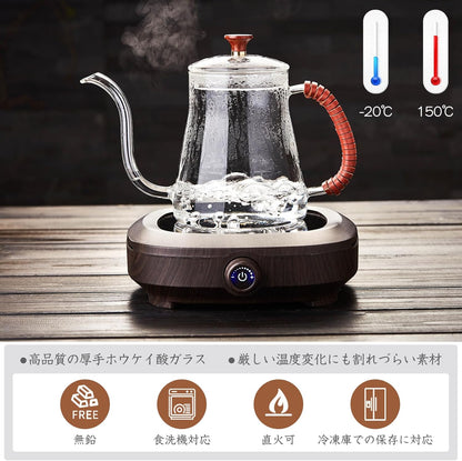 Pocarati Gooseneck Coffee Kettle – 680ml Heat-Resistant Glass Drip Pot